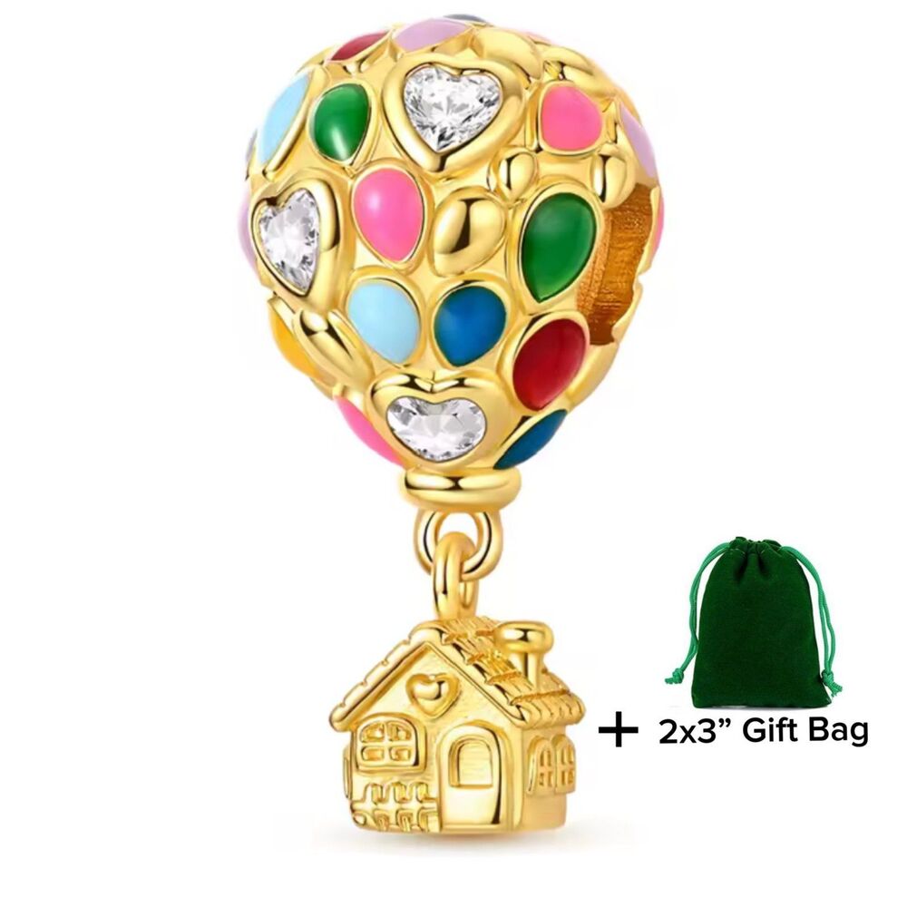 Flying House Balloon Dangle Charm | 925 Silver | Brand New